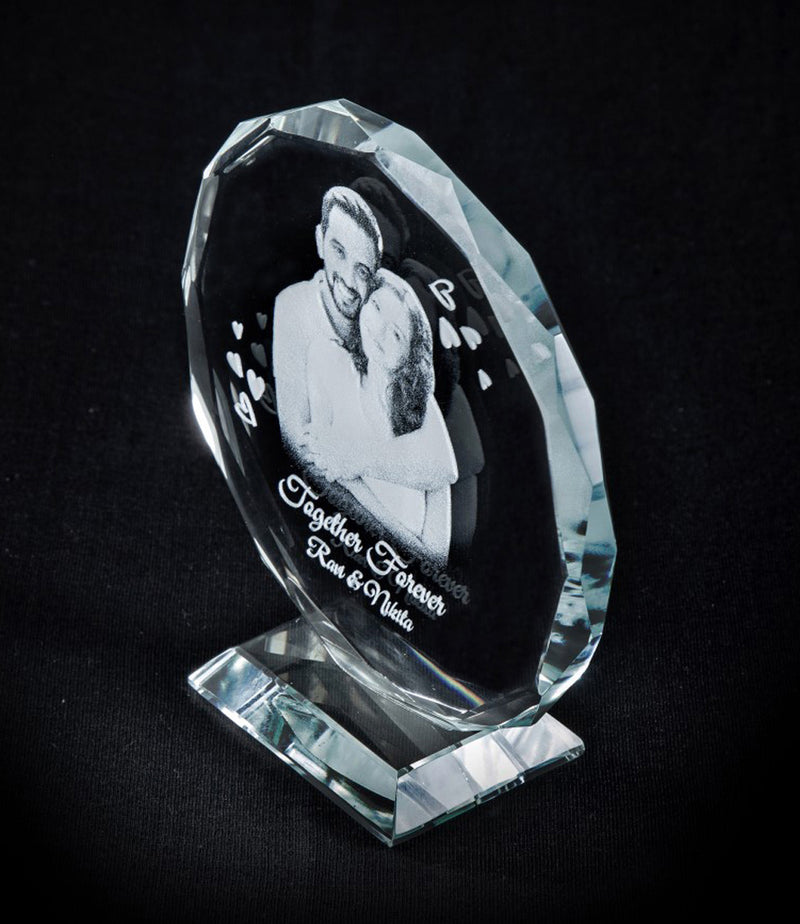 Fully Customized Gifts for Men | Personalized Gifts for Anniversary | 3D Photo Crystal | Handcrafted Personalized Gift with White LED Light (Anniversary)