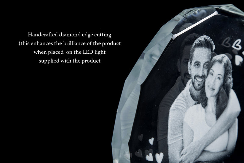 Fully Customized Gifts for Men | Personalized Gifts for Anniversary | 3D Photo Crystal | Handcrafted Personalized Gift with White LED Light (Anniversary)