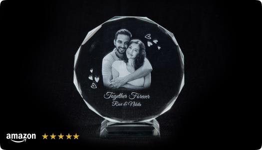 Fully Customized Gifts for Men | Personalized Gifts for Anniversary | 3D Photo Crystal | Handcrafted Personalized Gift with White LED Light (Anniversary)