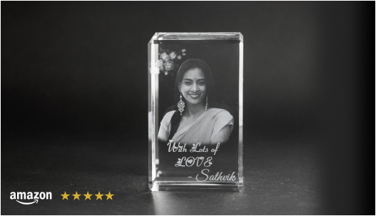 Laser Engraved 3D Photo Crystal | Birthday Gift for Wife for Wife | Valentines Day