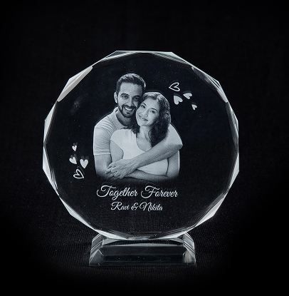 Fully Customized Gifts for Men | Personalized Gifts for Anniversary | 3D Photo Crystal | Handcrafted Personalized Gift with White LED Light (Anniversary)