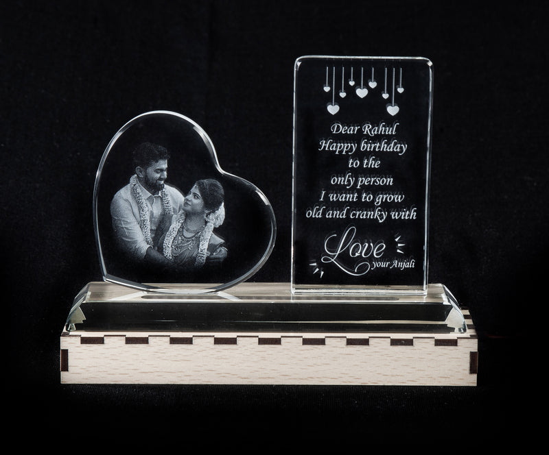 3D Photo Crystal frame with LED Light for Anniversary Gift, Birthday Gift