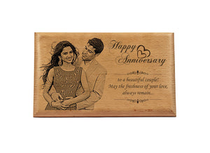 Laser engraved photos on wood Anniversary BWP 10x15 inch