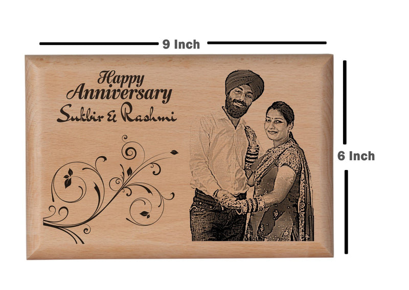 Personalised wooden photo frame Anniversary BWP 9x6 inch