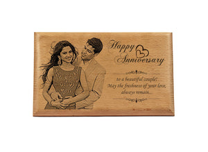 Photo engraving on wood Anniversary BWP 9x6 inch