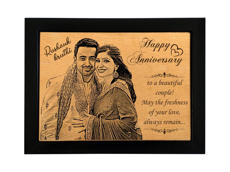 Wooden engraved gifts Anniversary BWF 5x7 inch