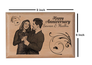 Wooden engraved photo Anniversary BWP 9x6 inch